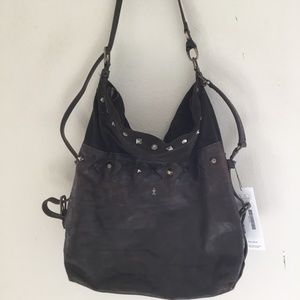 $1,200! Henry Beguelin Leather & Suede Studded Shoulder Bag: Excellent Condition